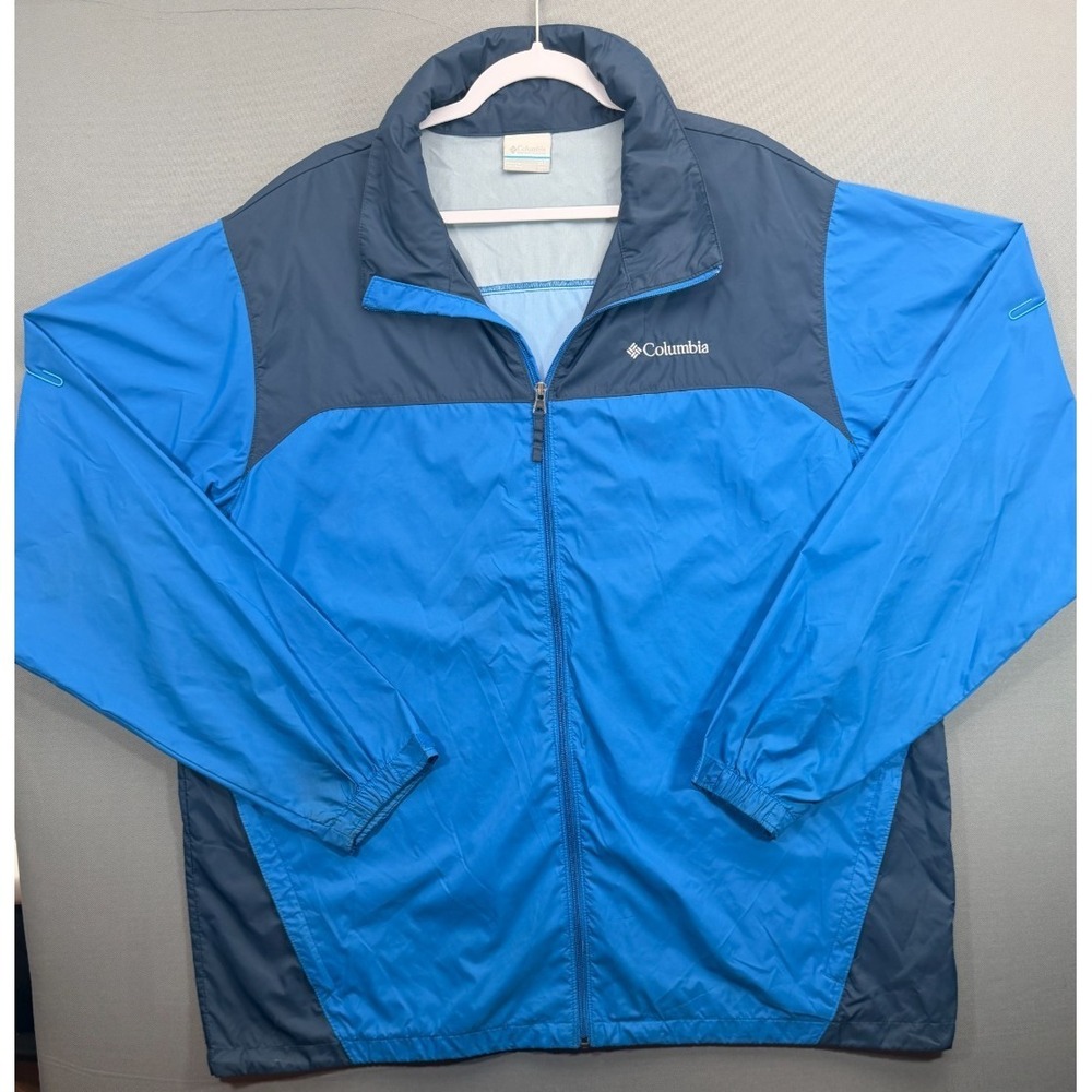 Columbia Glennaker Lake Packable Rain Jacket Blue Hooded 1442363 | Men's XL Tall
